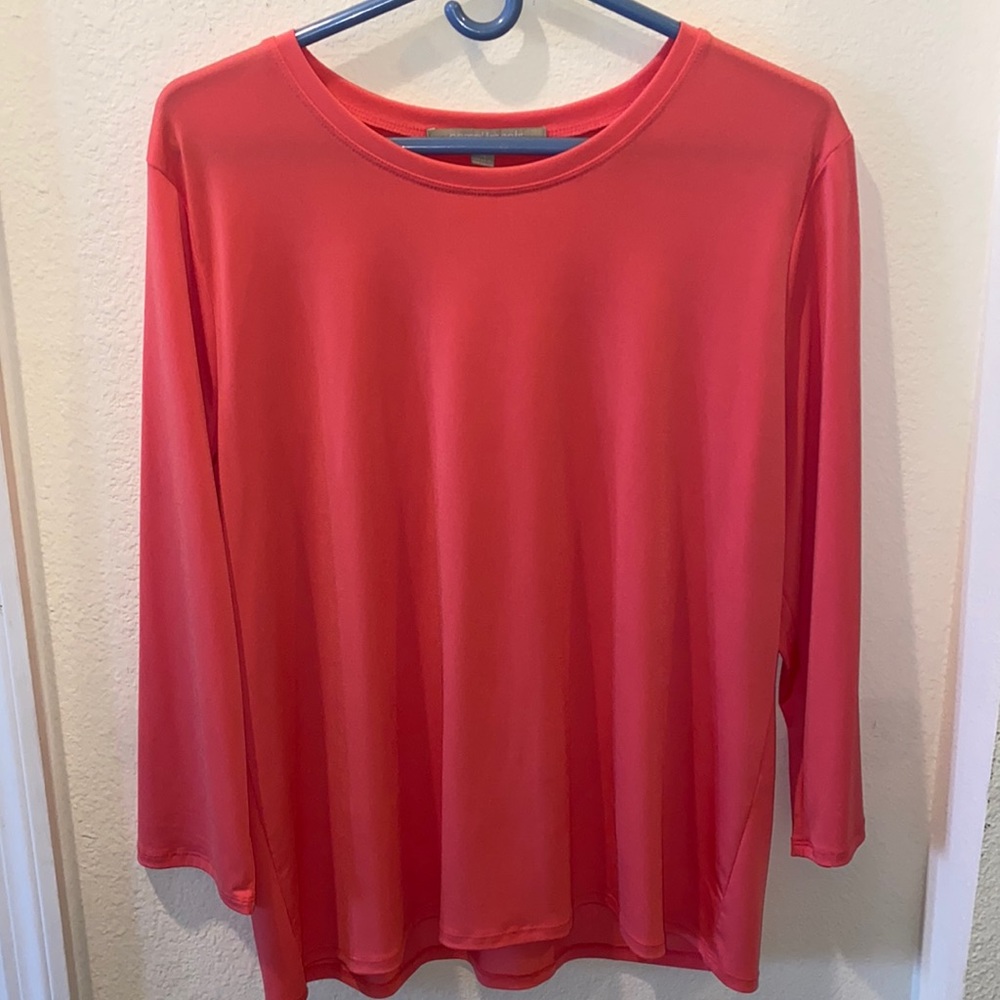 compliments size extra-large pink coral Flowey lightweight blouse soft stretchy